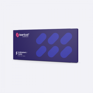 Baricol tablets, purple box with white text